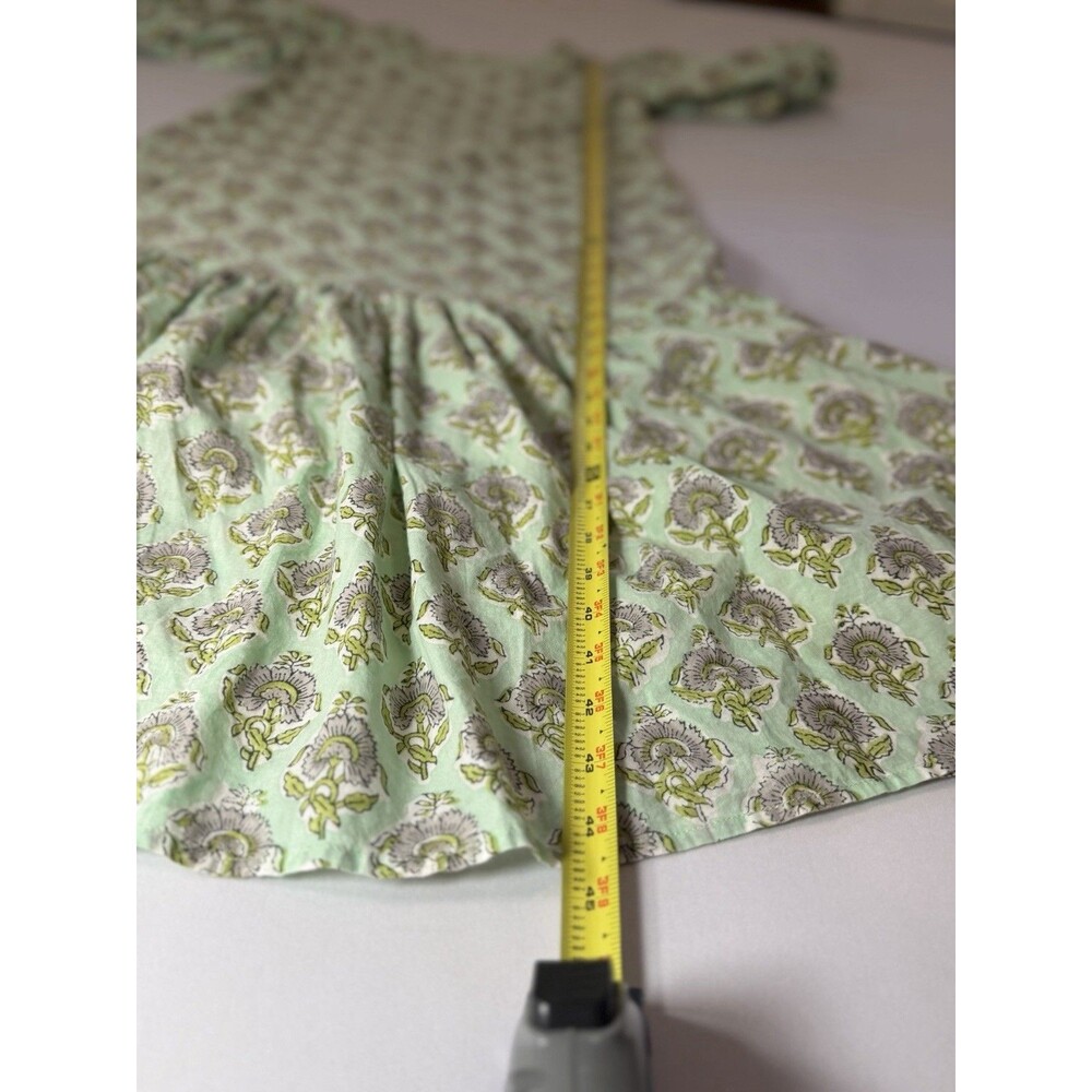 Anna Cate XS Mint Green Floral Cotton Puff Sleeve Midi Dress Boho Tiered - Picture 9 of 10